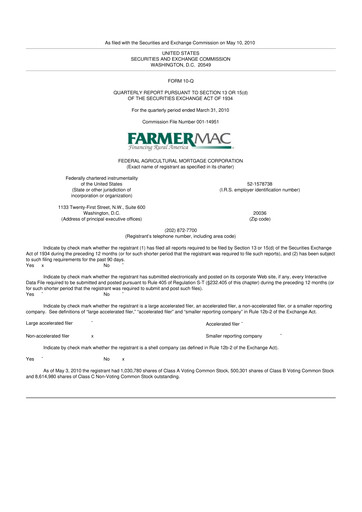 Thumbnail Federal Agricultural Mortgage Corporation 10-Q Quarterly Report FY 
