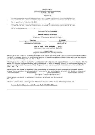 Thumbnail NRC Health
 10-Q Quarterly Report FY 
