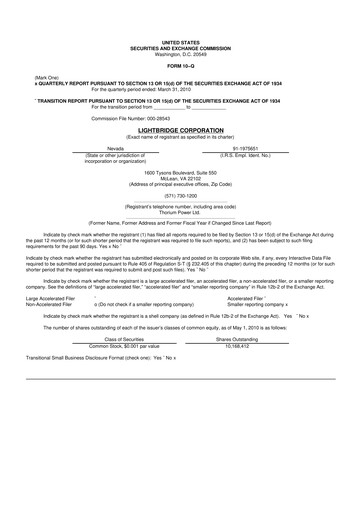 Thumbnail Lightbridge Corporation 10-Q Quarterly Report FY 