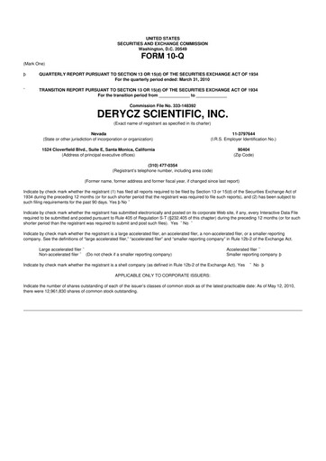 Miniature Research Solutions 10-Q Rapport trimestriel  