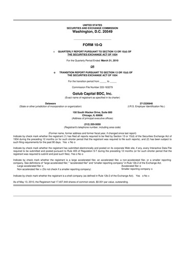 Thumbnail Golub Capital 10-Q Quarterly Report FY 