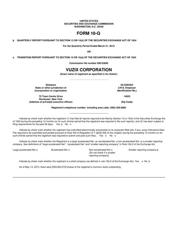 Thumbnail Vuzix
 10-Q Quarterly Report FY 