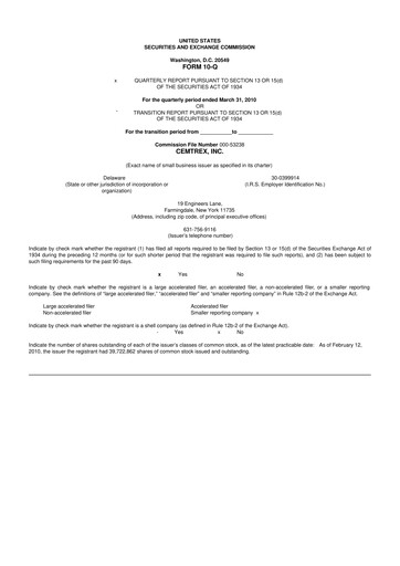 Thumbnail Cemtrex 10-Q Quarterly Report FY 