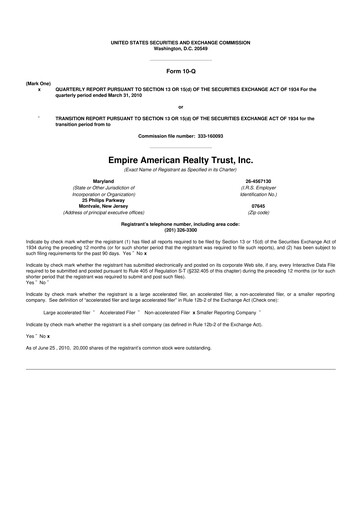 Thumbnail Independence Realty Trust
 10-Q Quarterly Report FY 