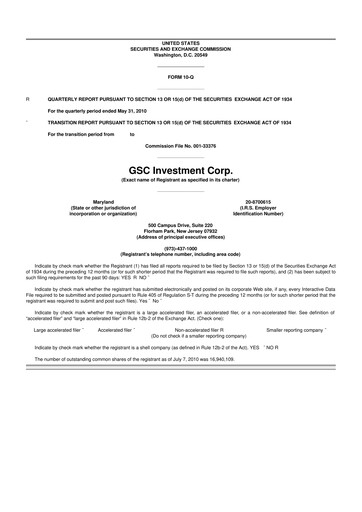 Thumbnail Saratoga Investment 10-Q Quarterly Report FY 