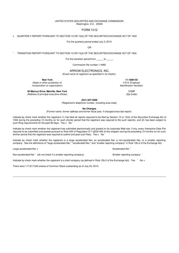 Thumbnail Arrow Electronics
 10-Q Quarterly Report FY2010 