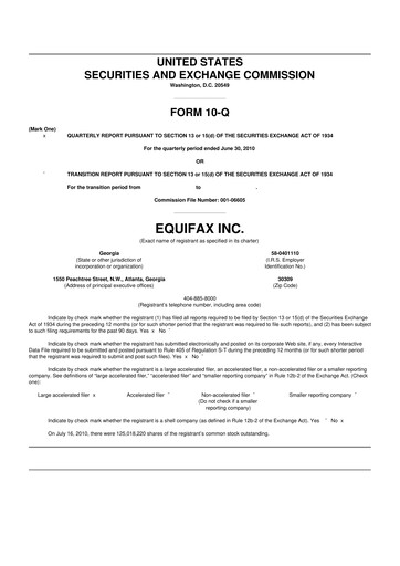 Vorschaubild Equifax 10-Q Quartalsbericht 2010 