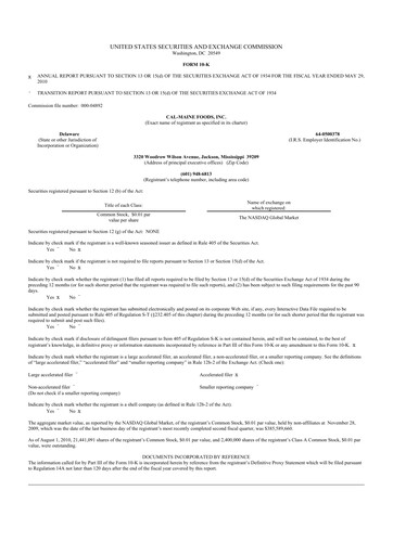 Thumbnail Cal-Maine Foods 10-K Annual Report 