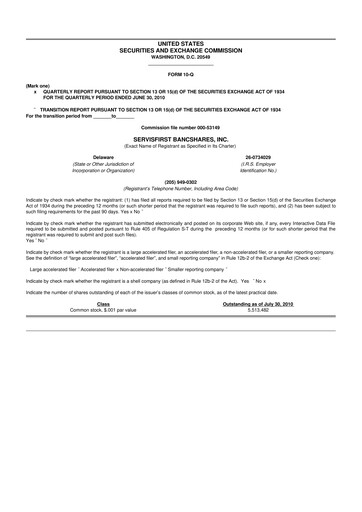 Vorschaubild ServisFirst Bancshares 10-Q Quartalsbericht  