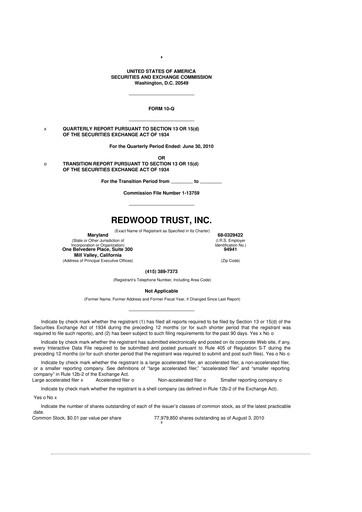 Vorschaubild Redwood Trust 10-Q Quartalsbericht  