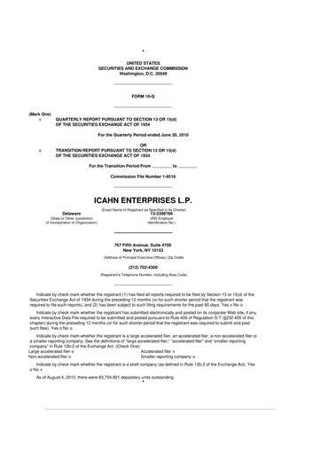 Thumbnail Icahn Enterprises
 10-Q Quarterly Report FY 