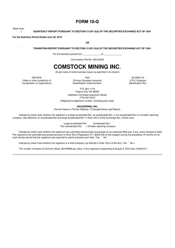 Thumbnail Comstock Inc. 10-Q Quarterly Report FY 