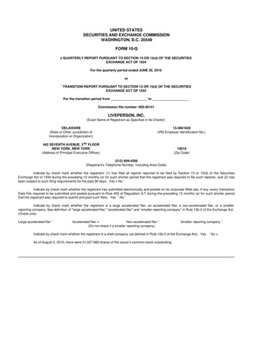 Miniature LivePerson 10-Q Rapport trimestriel  