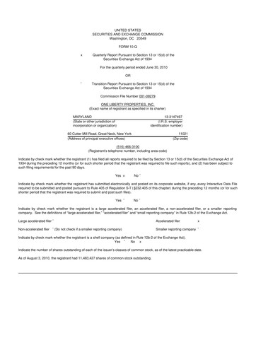 Thumbnail One Liberty Properties 10-Q Quarterly Report FY 