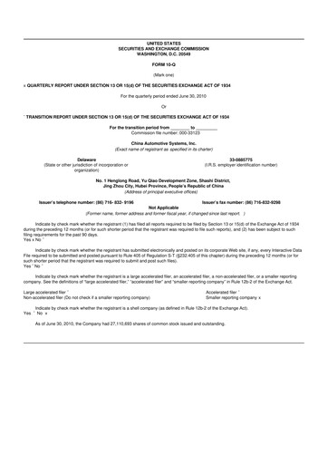 Vorschaubild China Automotive Systems 10-Q Quartalsbericht  