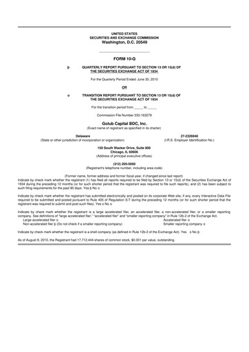 Thumbnail Golub Capital 10-Q Quarterly Report FY 