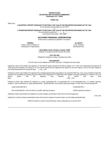 Thumbnail Old Point Financial 10-Q Quarterly Report FY 