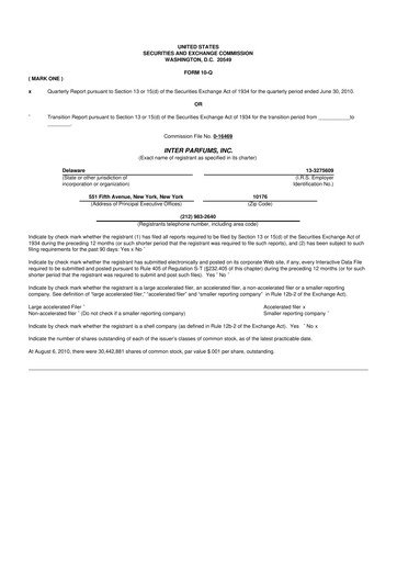 Thumbnail Interparfums 10-Q Quarterly Report FY 