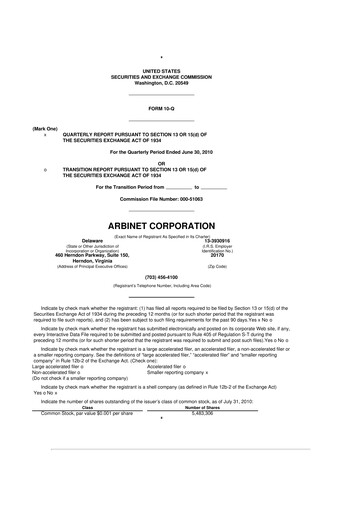 Thumbnail Arbinet 10-Q Quarterly Report FY 