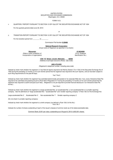 Thumbnail NRC Health
 10-Q Quarterly Report FY 