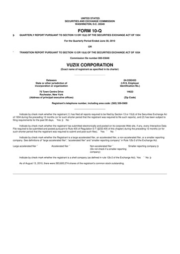 Thumbnail Vuzix
 10-Q Quarterly Report FY 