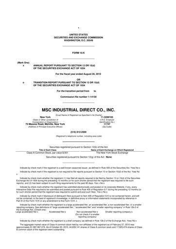 Thumbnail MSC Industrial Direct 10-K Annual Report 