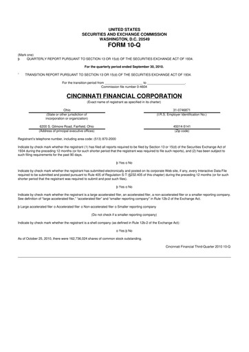 Thumbnail Cincinnati Financial
 10-Q Quarterly Report FY2010 