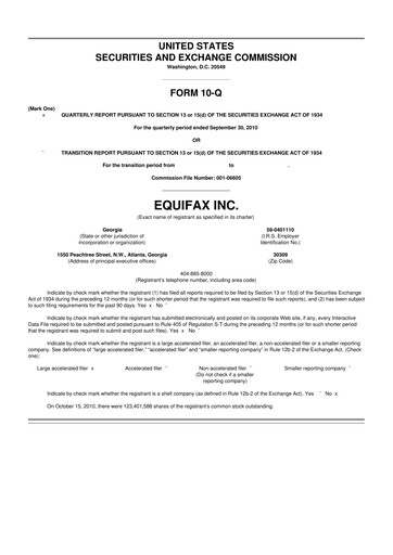 Vorschaubild Equifax 10-Q Quartalsbericht 2010 