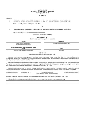 Thumbnail NeoGenomics
 10-Q Quarterly Report FY 