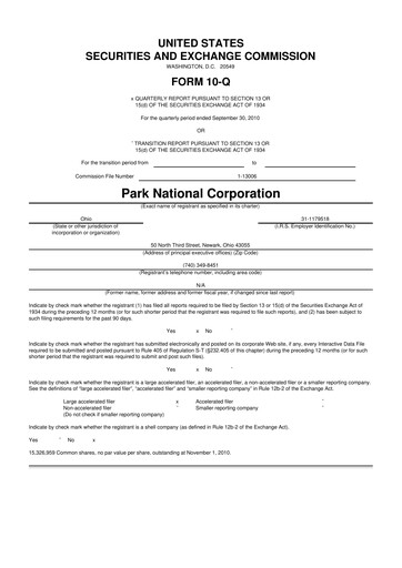 Thumbnail Park National Corp 10-Q Quarterly Report FY2010 