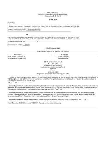 Thumbnail Weyco Group 10-Q Quarterly Report FY 