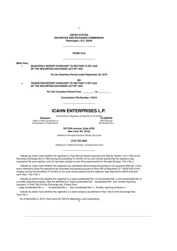 Thumbnail Icahn Enterprises
 10-Q Quarterly Report FY 