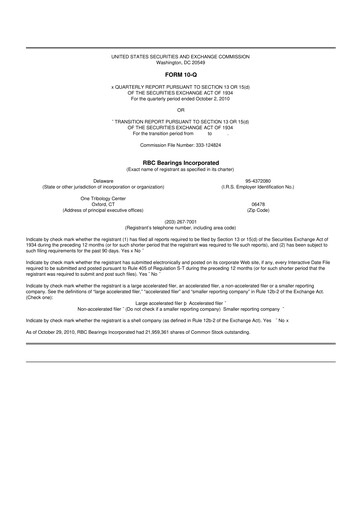 Thumbnail RBC Bearings 10-Q Quarterly Report FY2011 