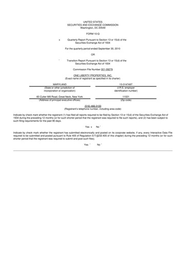 Thumbnail One Liberty Properties 10-Q Quarterly Report FY 