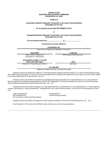 Miniature LivePerson 10-Q Rapport trimestriel  