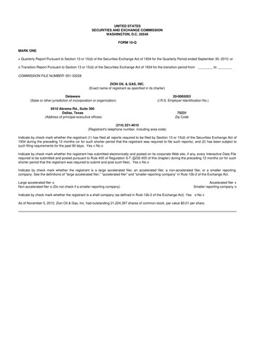 Thumbnail Zion Oil & Gas 10-Q Quarterly Report FY 