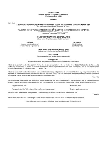 Thumbnail Old Point Financial 10-Q Quarterly Report FY 