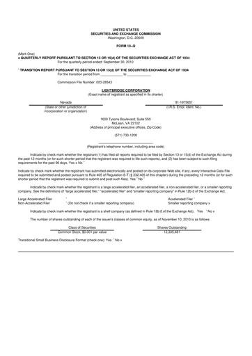 Thumbnail Lightbridge Corporation 10-Q Quarterly Report FY 