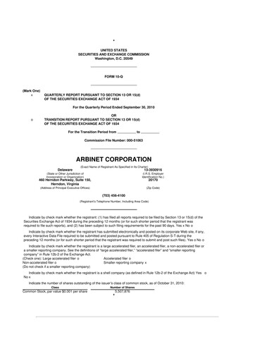 Thumbnail Arbinet 10-Q Quarterly Report FY 