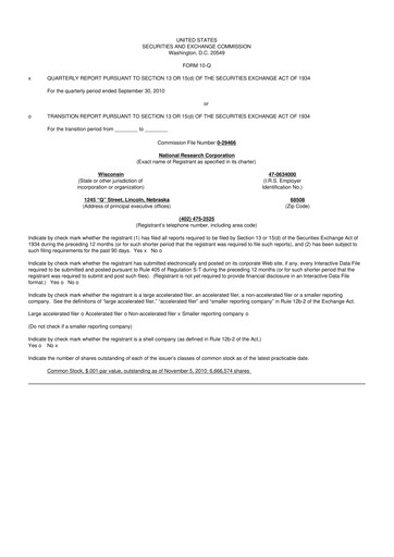 Thumbnail NRC Health
 10-Q Quarterly Report FY 