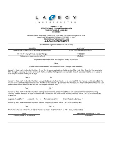 Thumbnail La-Z-Boy
 10-Q Quarterly Report FY 