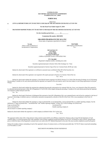 Thumbnail Oramed Pharmaceuticals 10-K Annual Report 