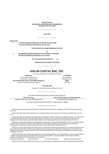 Thumbnail Golub Capital 10-K Annual Report 