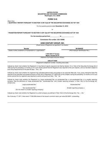 Thumbnail 22nd Century Group
 10-Q Quarterly Report FY 