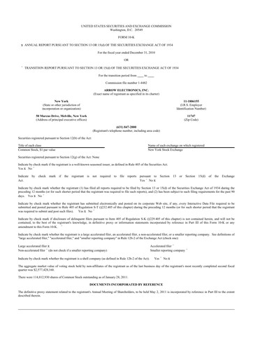 Thumbnail Arrow Electronics
 10-K Annual Report 2010