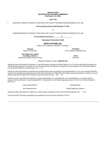 Thumbnail Mitek Systems
 10-Q Quarterly Report FY 