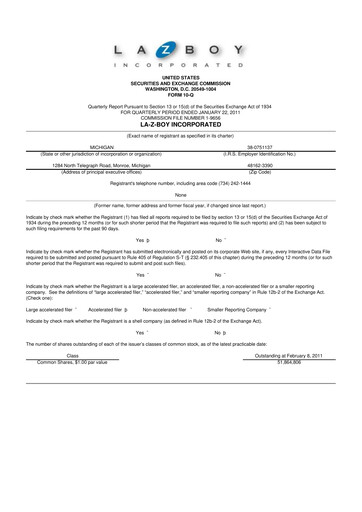 Thumbnail La-Z-Boy
 10-Q Quarterly Report FY 