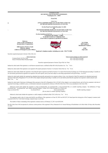 Thumbnail Wabash National
 10-K Annual Report 