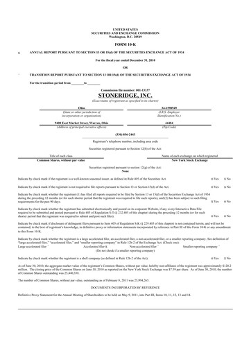 Thumbnail Stoneridge 10-K Annual Report 