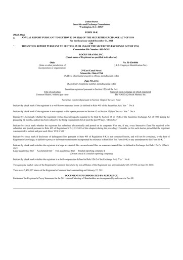 Thumbnail Rocky Brands 10-K Annual Report 